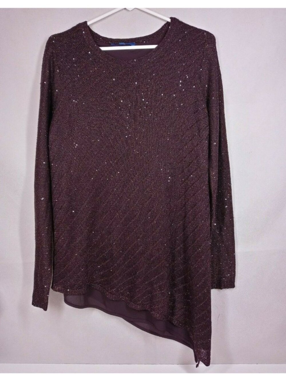Apt 9 Women's Brown & Burgundy Sequined Lined Blouse Size Large